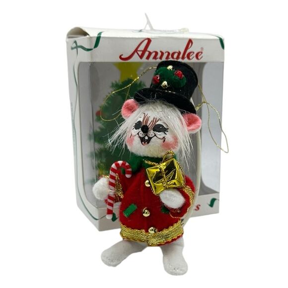 2008 Annalee Elegant Mouse 3" inch Top Hat Present Gift Christmas Ornament - Picture 1 of 3